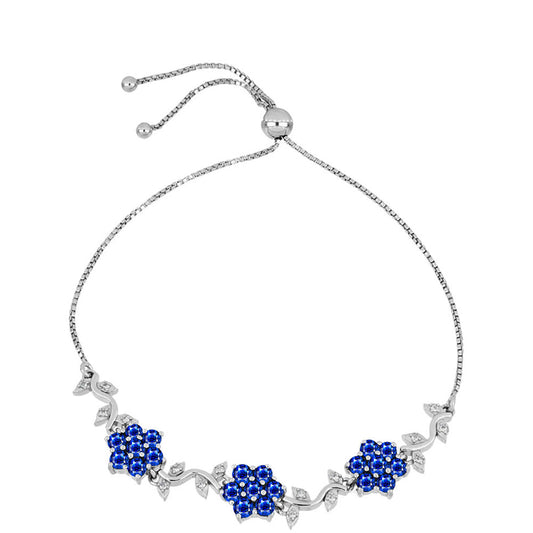 Pulseira de Prata com Safira Azul Australiana e Topázio Branco  Contraste: Cabeca de Veado (800)