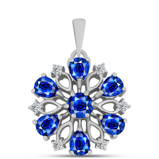 Pendente de Prata com Safira Azul Australiana e Topázio Branco