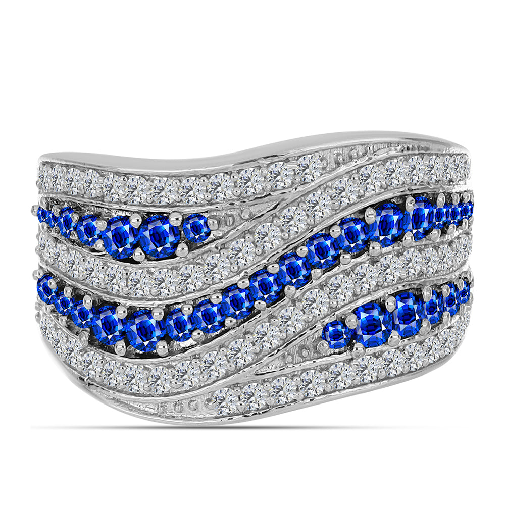 Anel de Prata com Safira Azul Australiana e Topázio Branco  Contraste: Cabeca de Veado (800) 1 