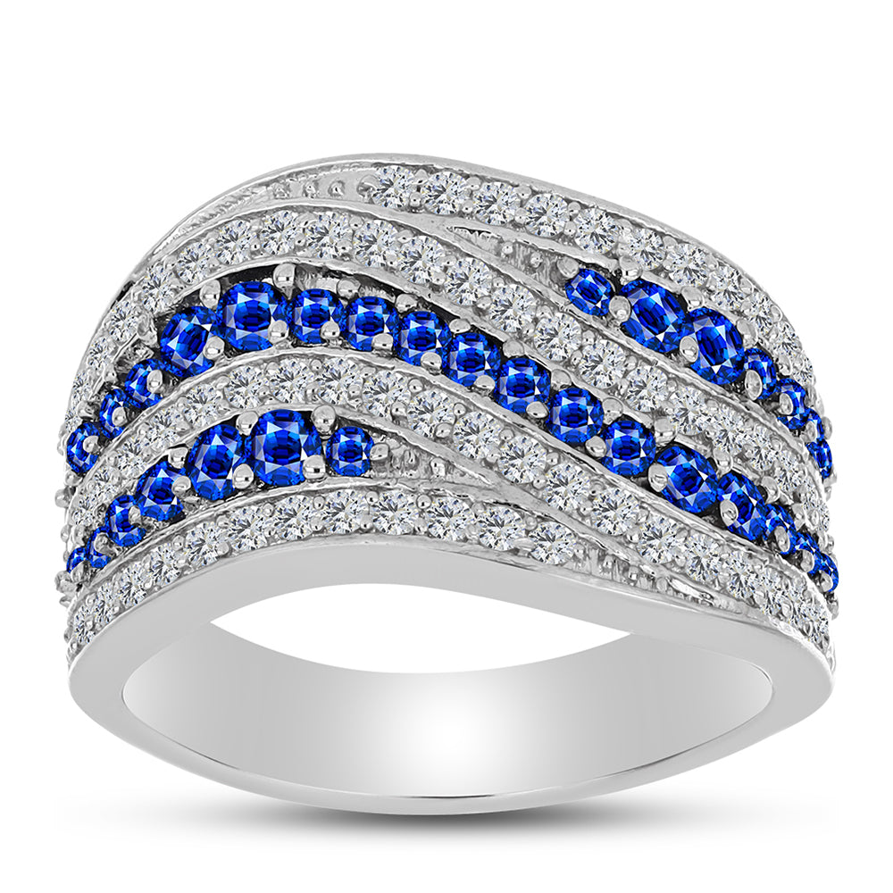 Anel de Prata com Safira Azul Australiana e Topázio Branco  Contraste: Cabeca de Veado (800) 3 