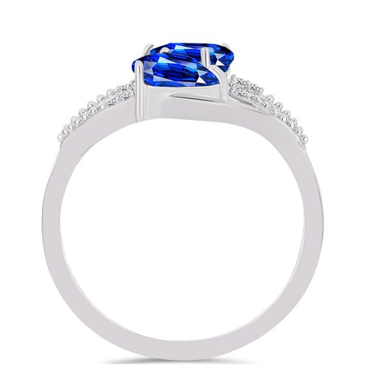 Anel de Prata com Safira Azul Australiana e Topázio Branco