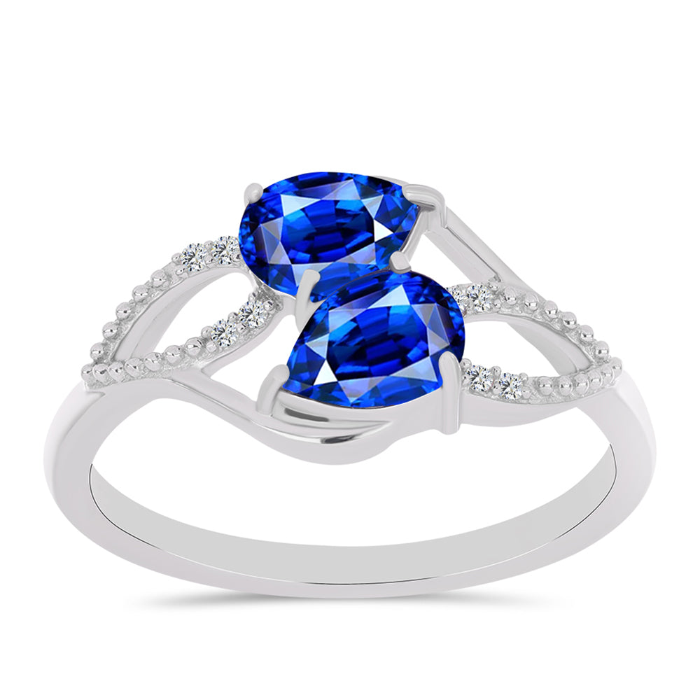 Anel de Prata com Safira Azul Australiana e Topázio Branco 3 