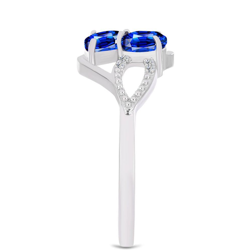 Anel de Prata com Safira Azul Australiana e Topázio Branco 4 