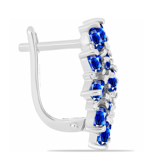 Brincos de Prata com Safira Azul Australiana e Topázio Branco  Contraste: Cabeca de Veado (800)