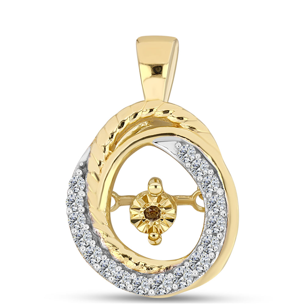 Pendente de Prata com Banho de Ouro com Diamante cor de Cognac e Topázio Branco 1 
