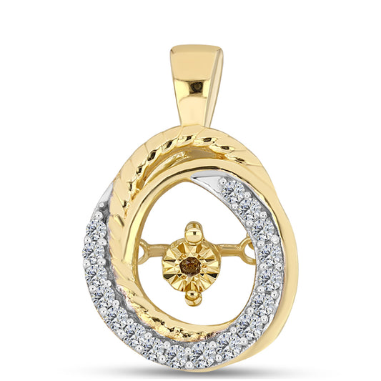 Pendente de Prata com Banho de Ouro com Diamante cor de Cognac e Topázio Branco
