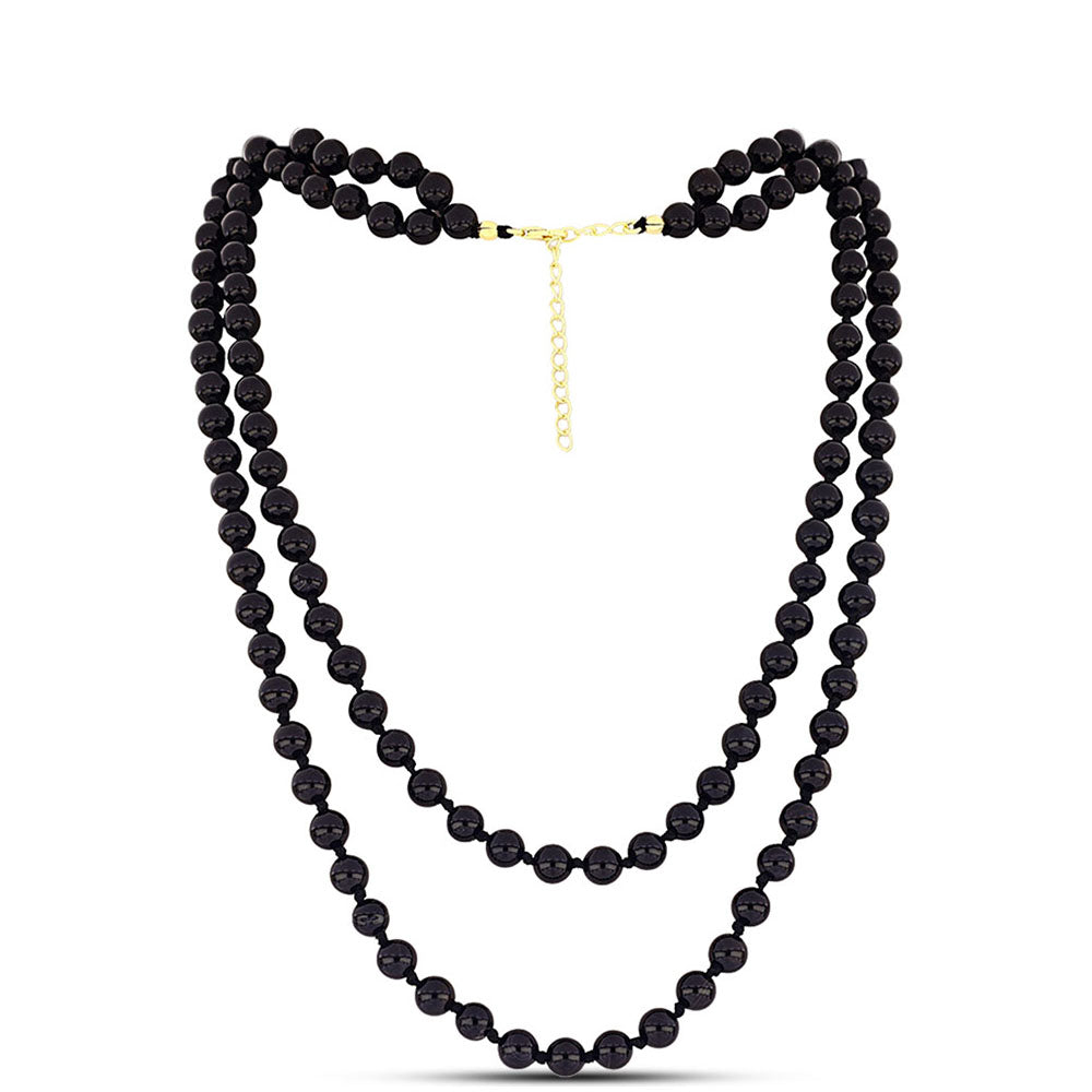 Colar de Prata com Banho de Ouro com Ónix Preta 1 