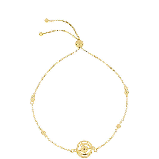 Pulseira de Prata com Banho de Ouro com Diamante cor de Cognac  Contraste: Cabeca de Veado (800)