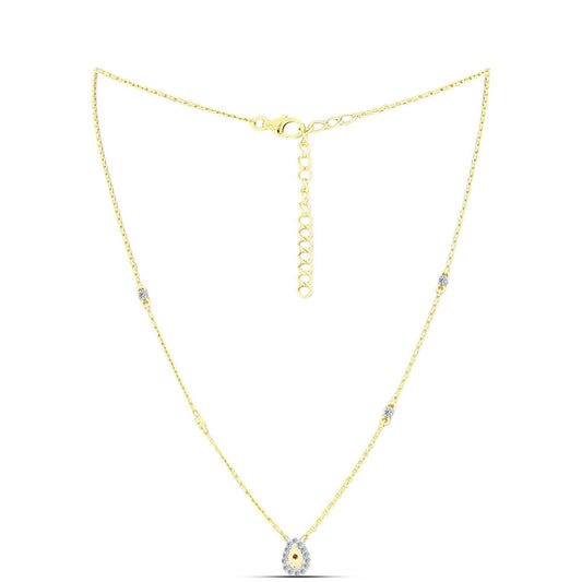 Colar de Prata com Banho de Ouro com Diamante cor de Cognac e Topázio Branco  Contraste: Cabeca de Veado (800)
