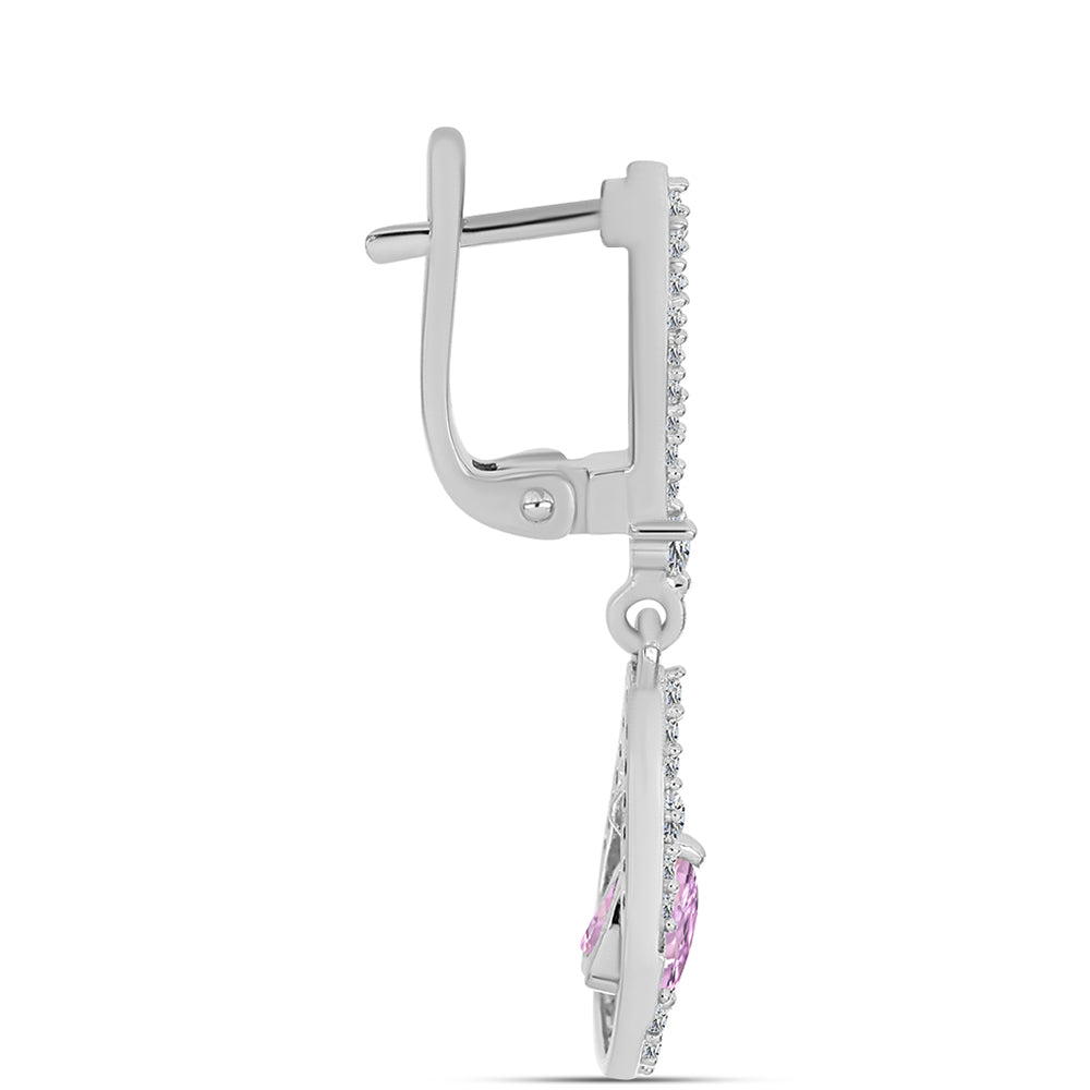 Brincos de Prata com Kunzita de Pala e Topázio Branco 2 