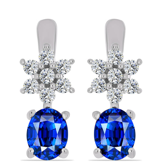 Brincos de Prata com Safira Azul Australiana e Topázio Branco