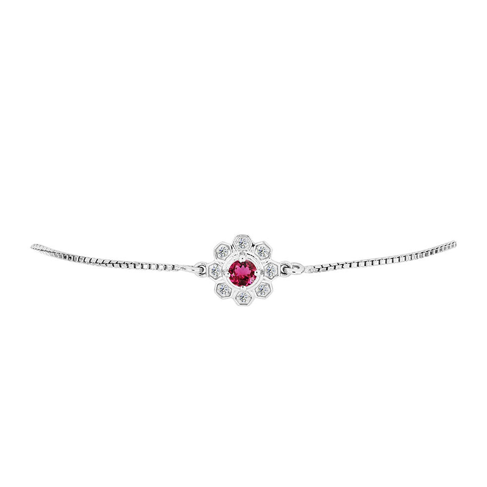 Pulseira de Prata com Rubelita das Minas do Cruzeiro e Topázio Branco 2 