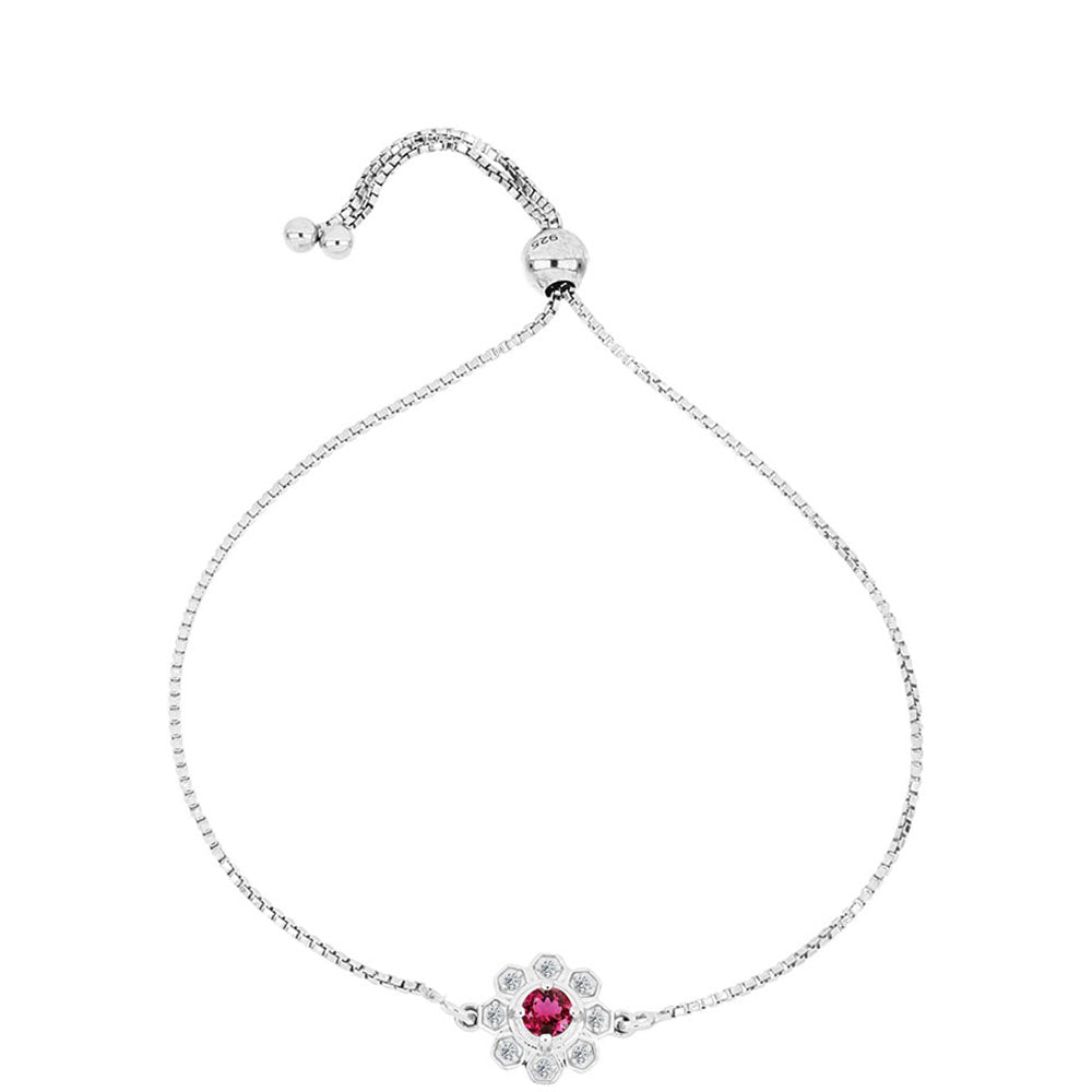 Pulseira de Prata com Rubelita das Minas do Cruzeiro e Topázio Branco