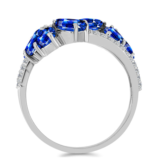 Anel de Prata com Safira Azul Australiana e Topázio Branco  Contraste: Cabeca de Veado (800)