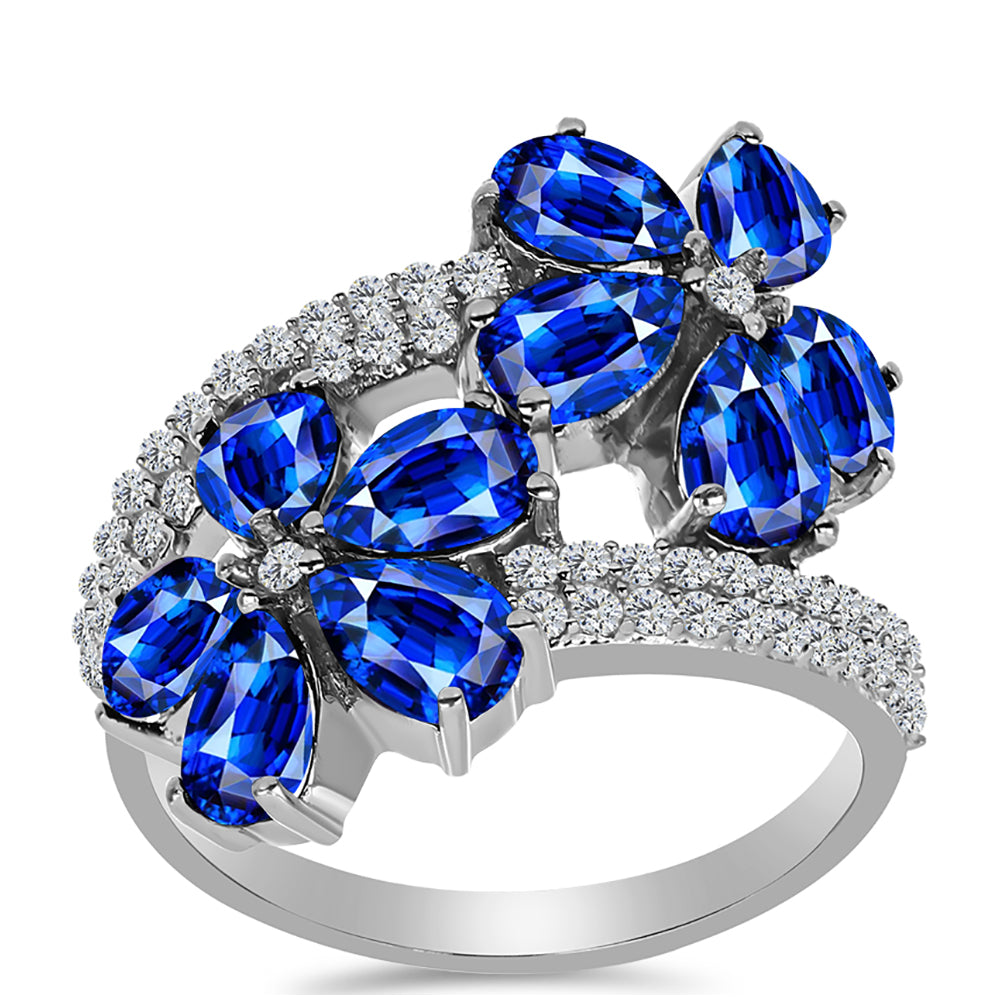 Anel de Prata com Safira Azul Australiana e Topázio Branco  Contraste: Cabeca de Veado (800) 3 