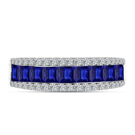 Anel de Prata com Safira Azul Australiana e Topázio Branco  Contraste: Cabeca de Veado (800)