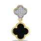 Pendente de Prata com Banho de Ouro com Ónix Preta e Topázio Branco