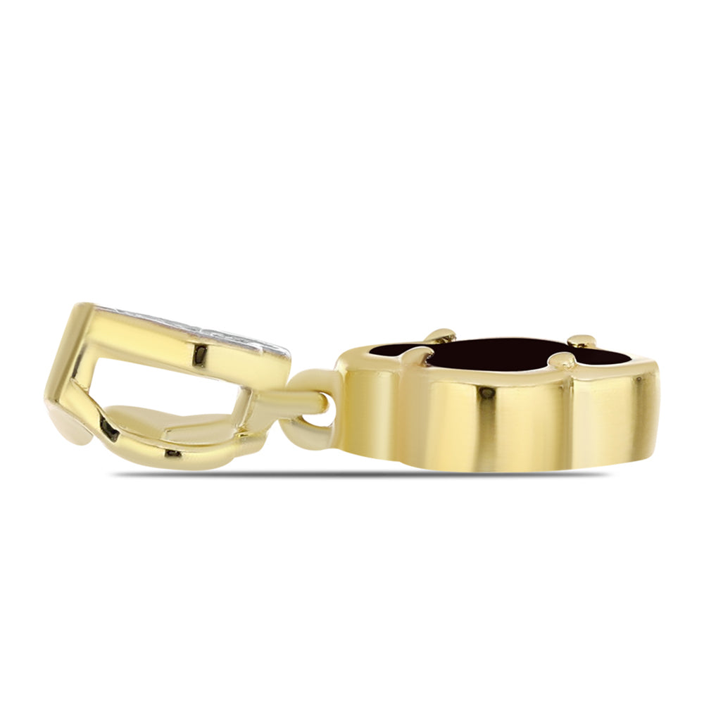 Pendente de Prata com Banho de Ouro com Ónix Preta e Topázio Branco 2 