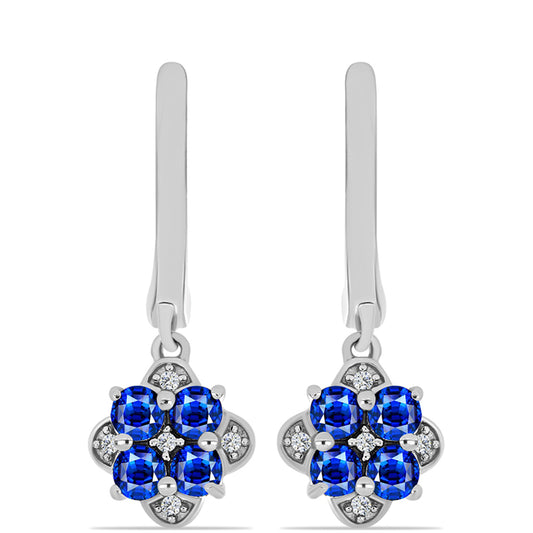 Brincos de Prata com Safira Azul Australiana e Topázio Branco