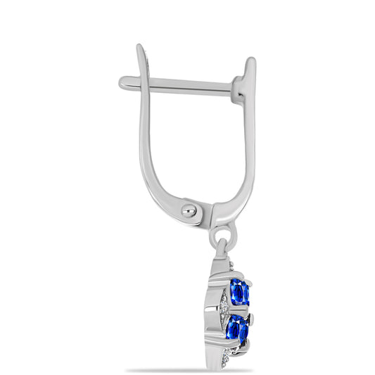 Brincos de Prata com Safira Azul Australiana e Topázio Branco