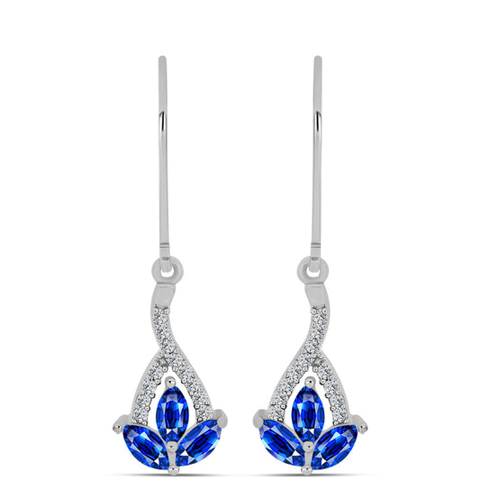 Brincos de Prata com Safira Azul Australiana e Topázio Branco