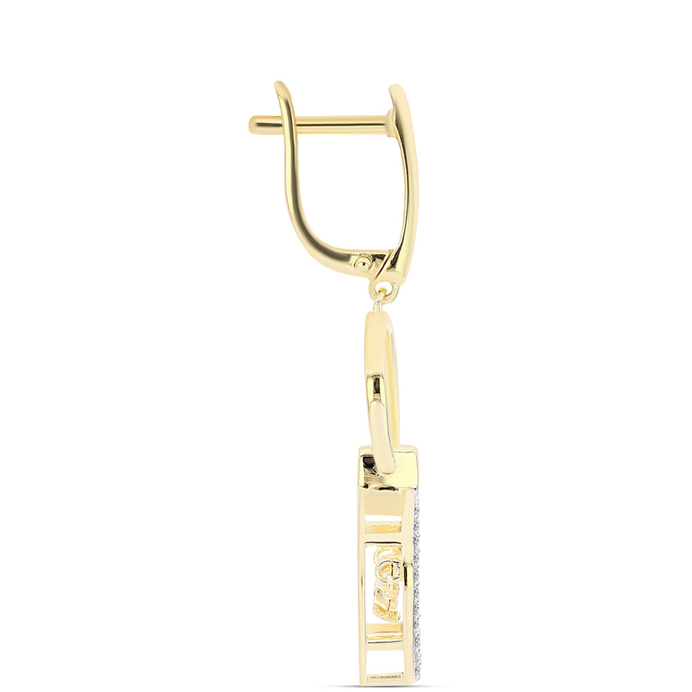 Brincos de Prata com Banho de Ouro com Diamante cor de Cognac e Topázio Branco 2 