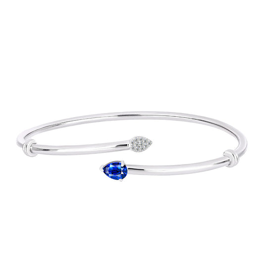 Pulseira de Prata com Safira Azul Australiana e Topázio Branco  Contraste: Cabeca de Veado (800)