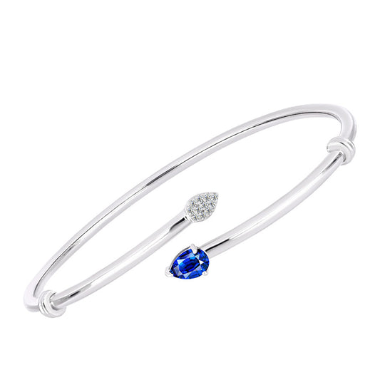 Pulseira de Prata com Safira Azul Australiana e Topázio Branco  Contraste: Cabeca de Veado (800)