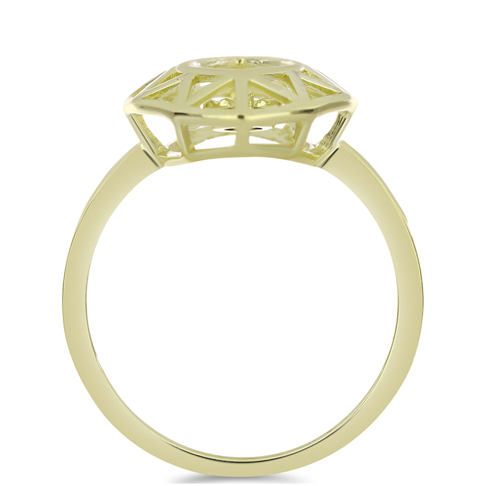 Anel de Prata com Banho de Ouro com Diamante cor de Cognac 2 