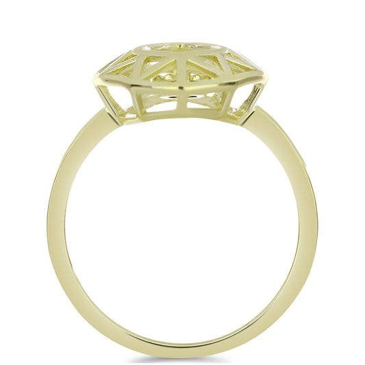 Anel de Prata com Banho de Ouro com Diamante cor de Cognac