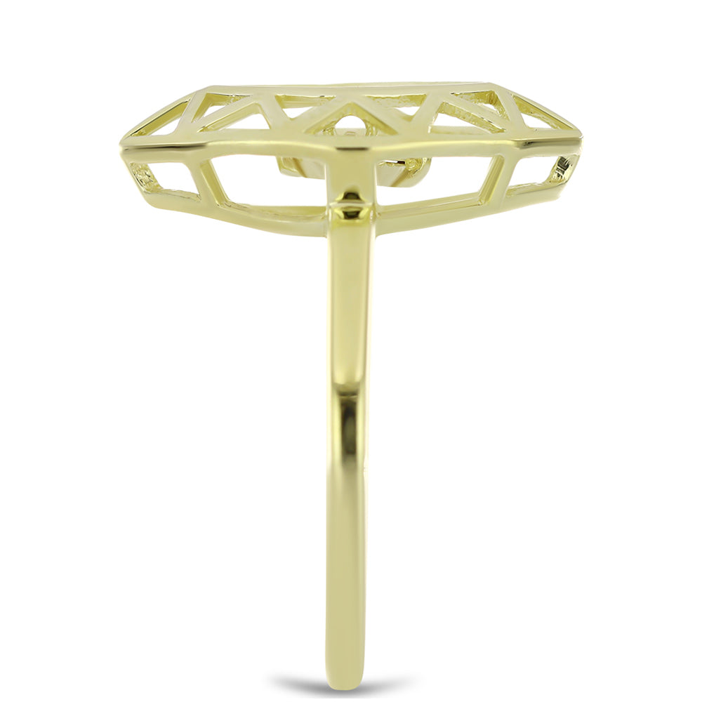 Anel de Prata com Banho de Ouro com Diamante cor de Cognac 4 