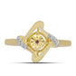 Anel de Prata com Banho de Ouro com Diamante cor de Cognac e Topázio Branco