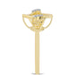Anel de Prata com Banho de Ouro com Diamante cor de Cognac e Topázio Branco