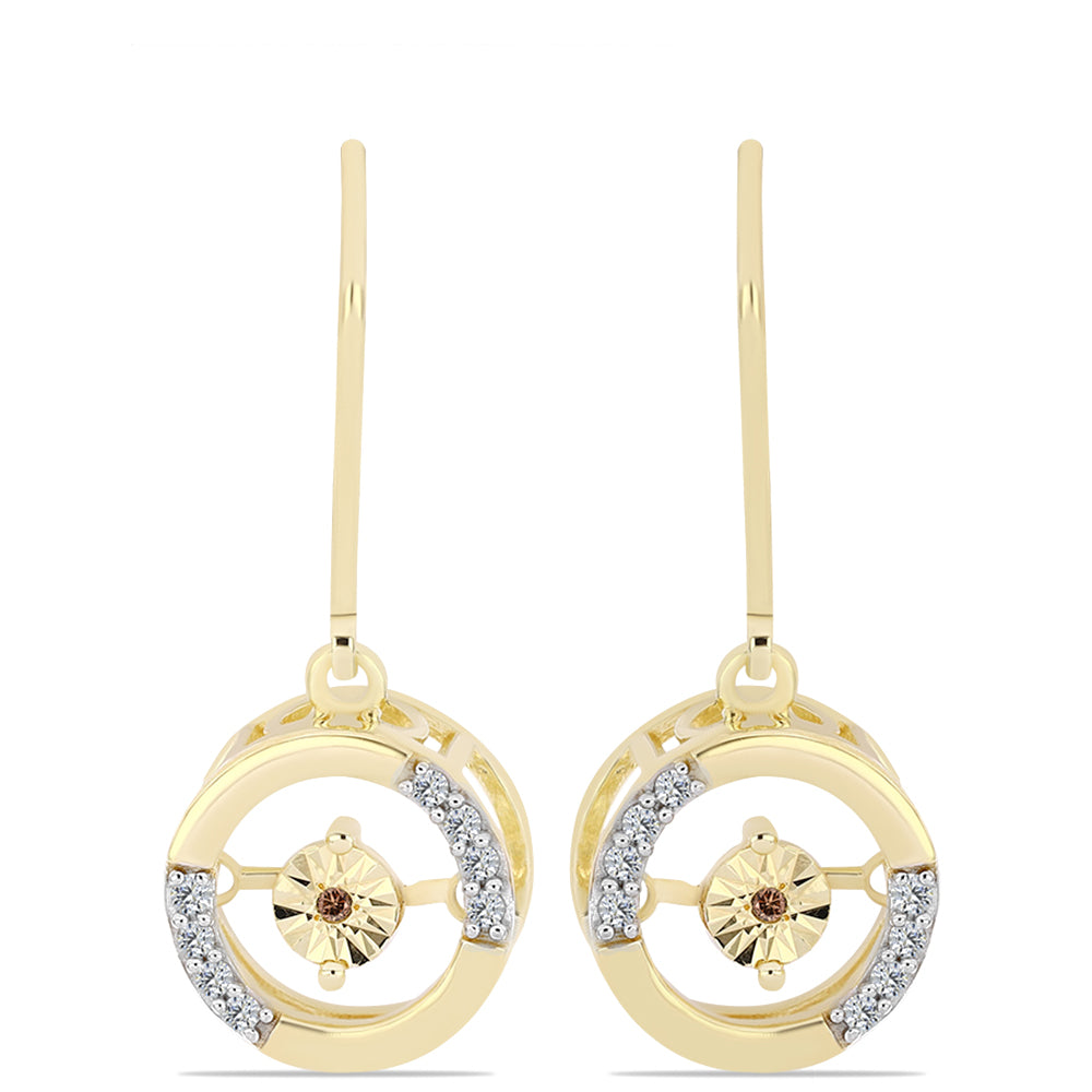 Brincos de Prata com Banho de Ouro com Diamante cor de Cognac e Topázio Branco 1 