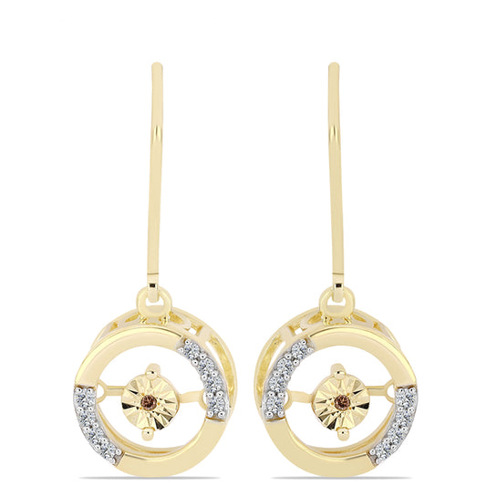 Brincos de Prata com Banho de Ouro com Diamante cor de Cognac e Topázio Branco