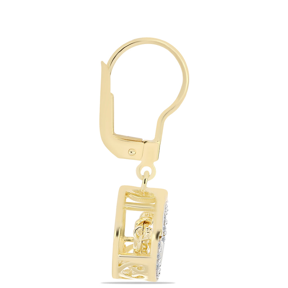 Brincos de Prata com Banho de Ouro com Diamante cor de Cognac e Topázio Branco 2 