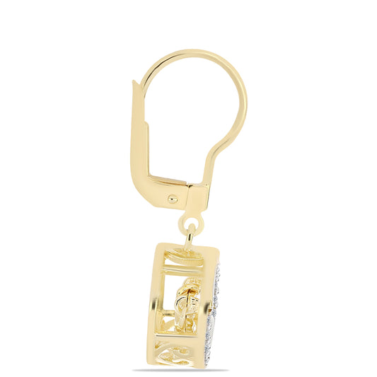 Brincos de Prata com Banho de Ouro com Diamante cor de Cognac e Topázio Branco