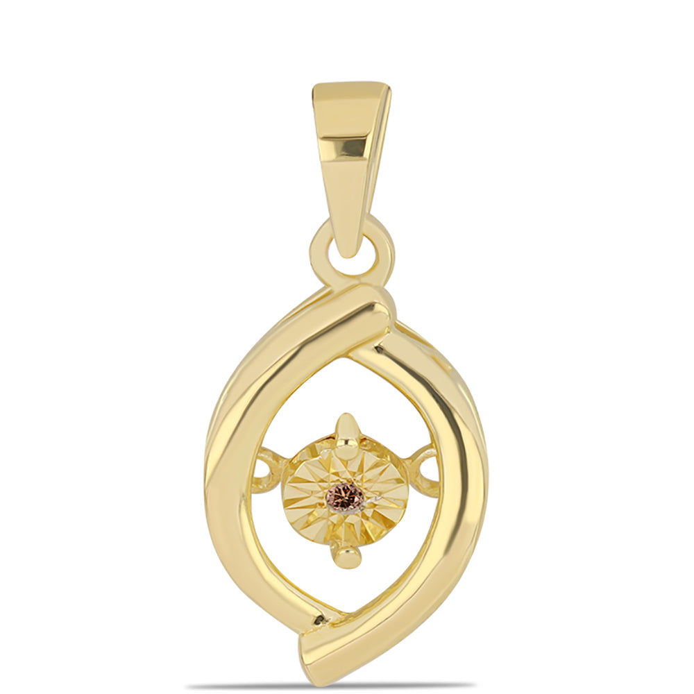 Pendente de Prata com Banho de Ouro com Diamante cor de Cognac