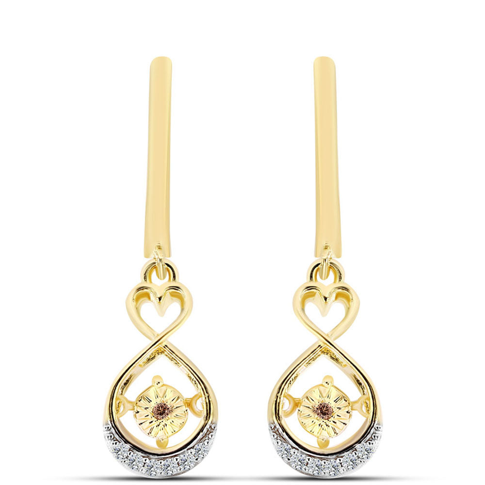 Brincos de Prata com Banho de Ouro com Diamante cor de Cognac e Topázio Branco 1 