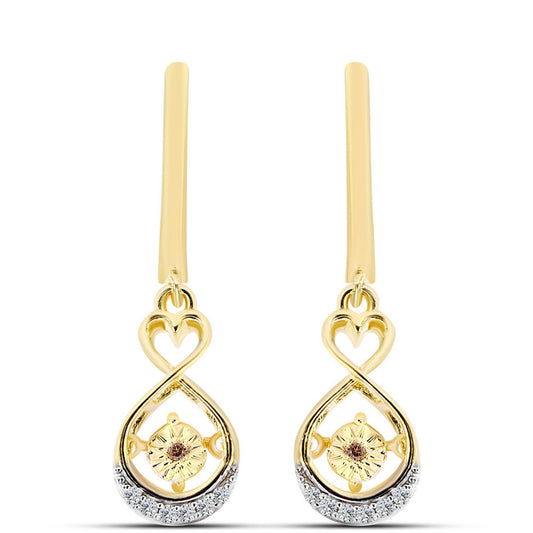 Brincos de Prata com Banho de Ouro com Diamante cor de Cognac e Topázio Branco