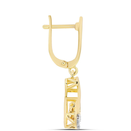 Brincos de Prata com Banho de Ouro com Diamante cor de Cognac e Topázio Branco