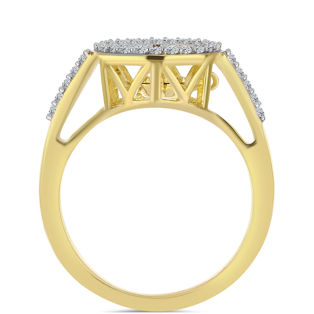 Anel de Prata com Banho de Ouro com Diamante cor de Cognac e Topázio Branco  Contraste: Cabeca de Veado (800) 2 