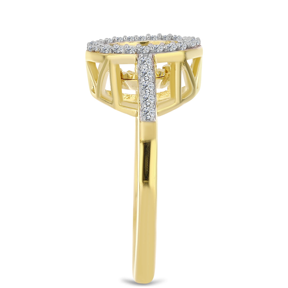 Anel de Prata com Banho de Ouro com Diamante cor de Cognac e Topázio Branco  Contraste: Cabeca de Veado (800) 4 