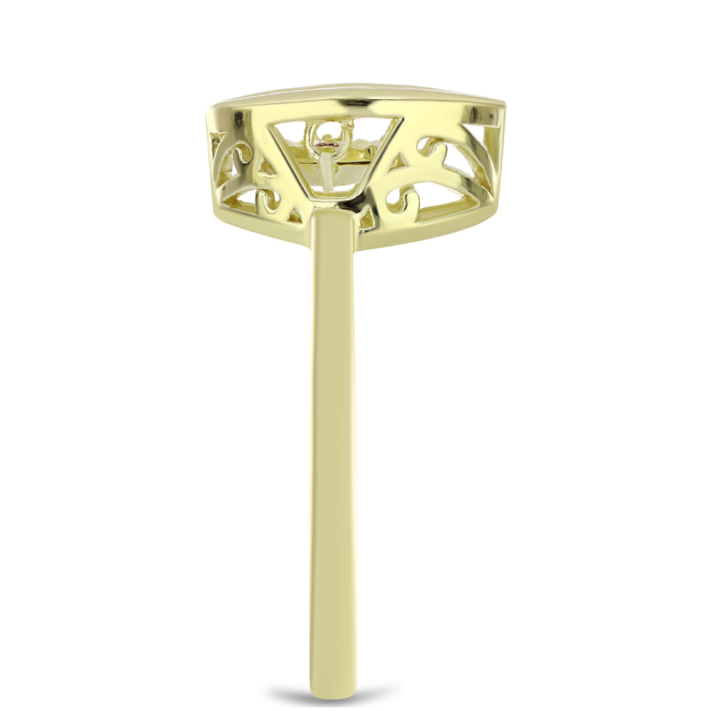 Anel de Prata com Banho de Ouro com Diamante cor de Cognac