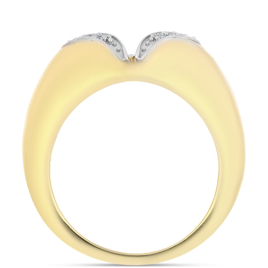 Anel de Prata com Banho de Ouro com Diamante cor de Cognac e Topázio Branco  Contraste: Cabeca de Veado (800)