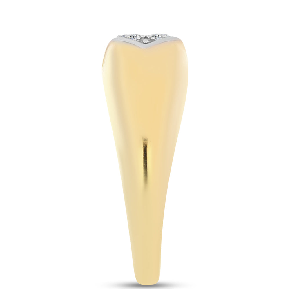 Anel de Prata com Banho de Ouro com Diamante cor de Cognac e Topázio Branco  Contraste: Cabeca de Veado (800)