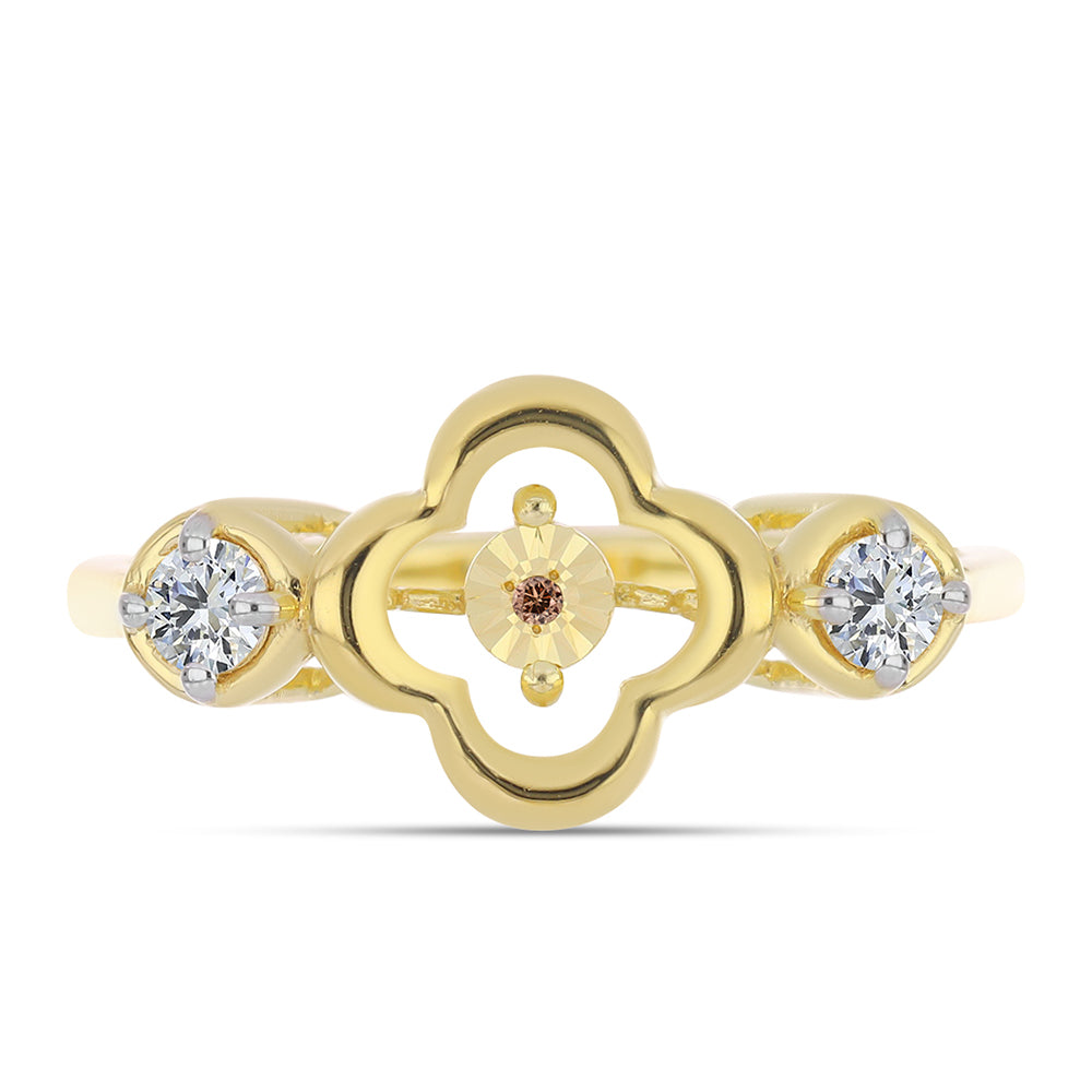 Anel de Prata com Banho de Ouro com Diamante cor de Cognac e Topázio Branco  Contraste: Cabeca de Veado (800) 1 