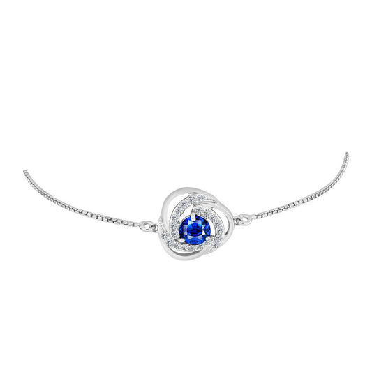 Pulseira de Prata com Safira Azul Australiana e Topázio Branco  Contraste: Cabeca de Veado (800)