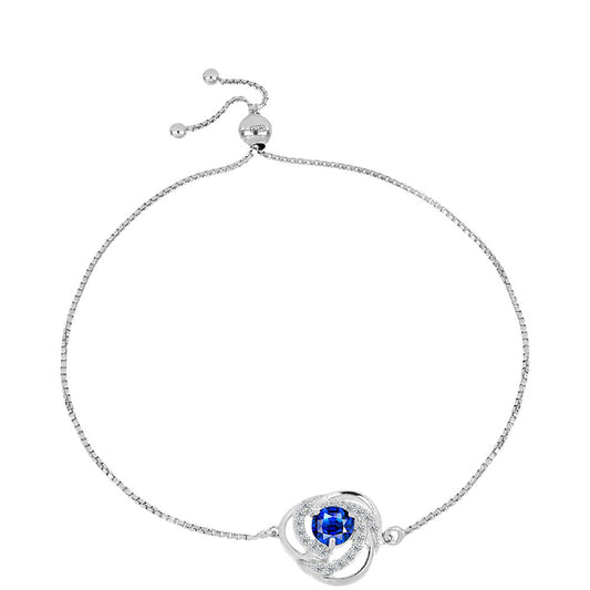 Pulseira de Prata com Safira Azul Australiana e Topázio Branco  Contraste: Cabeca de Veado (800)
