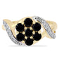 Anel de Prata com Banho de Ouro com Ónix Preta e Topázio Branco  Contraste: Cabeca de Veado (800)